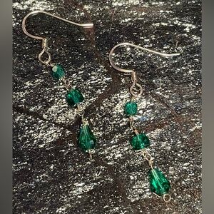 Elegant Green Glass Handmade Dangle Earrings